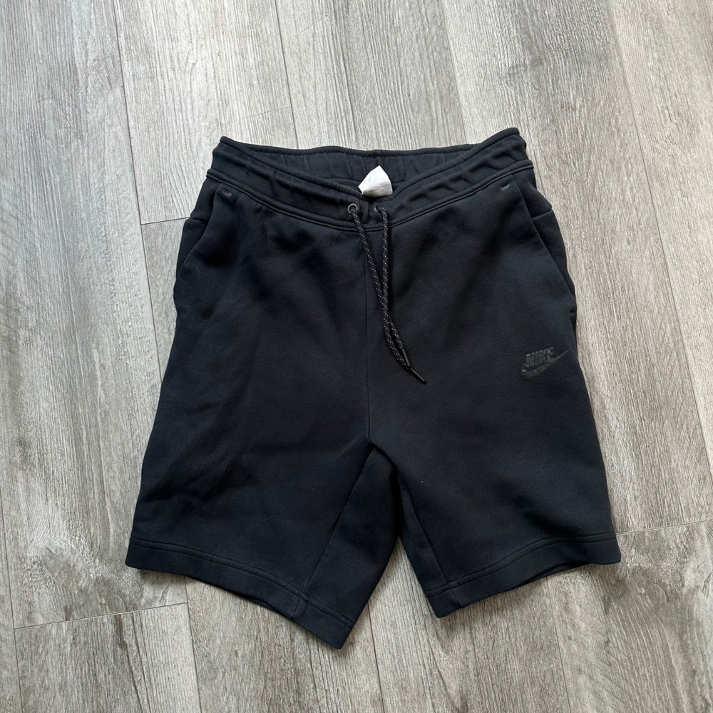 Nike Tech black Fleece Shorts size XS zip back pocket athletic cotton fleece